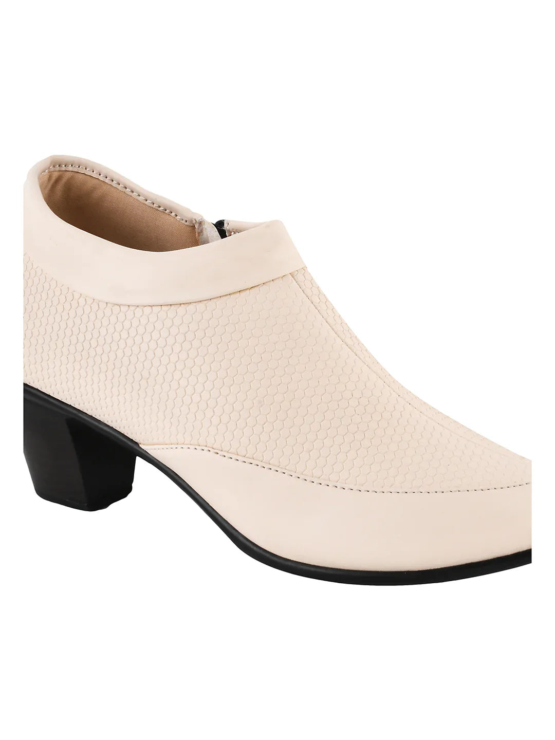 Block Heel Ankle Shoes with Side Zip for Women