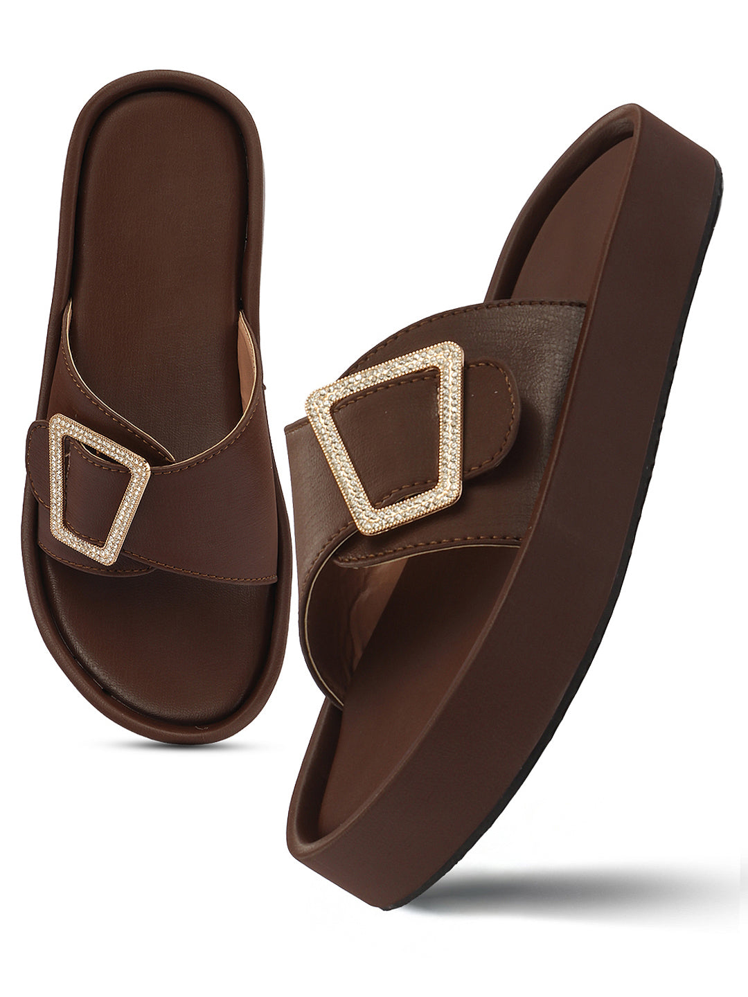 Minimal Buckle Slides Cushioned Everyday Comfort Flats