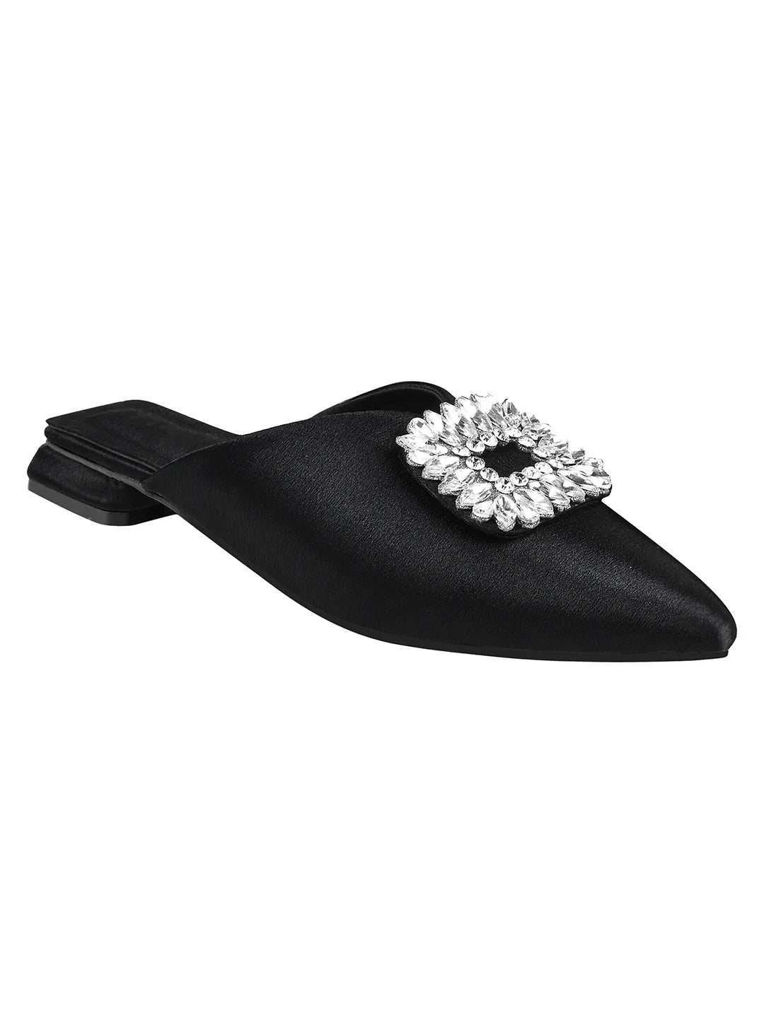 Crystal Bloom Pointed-Toe Mule Flats