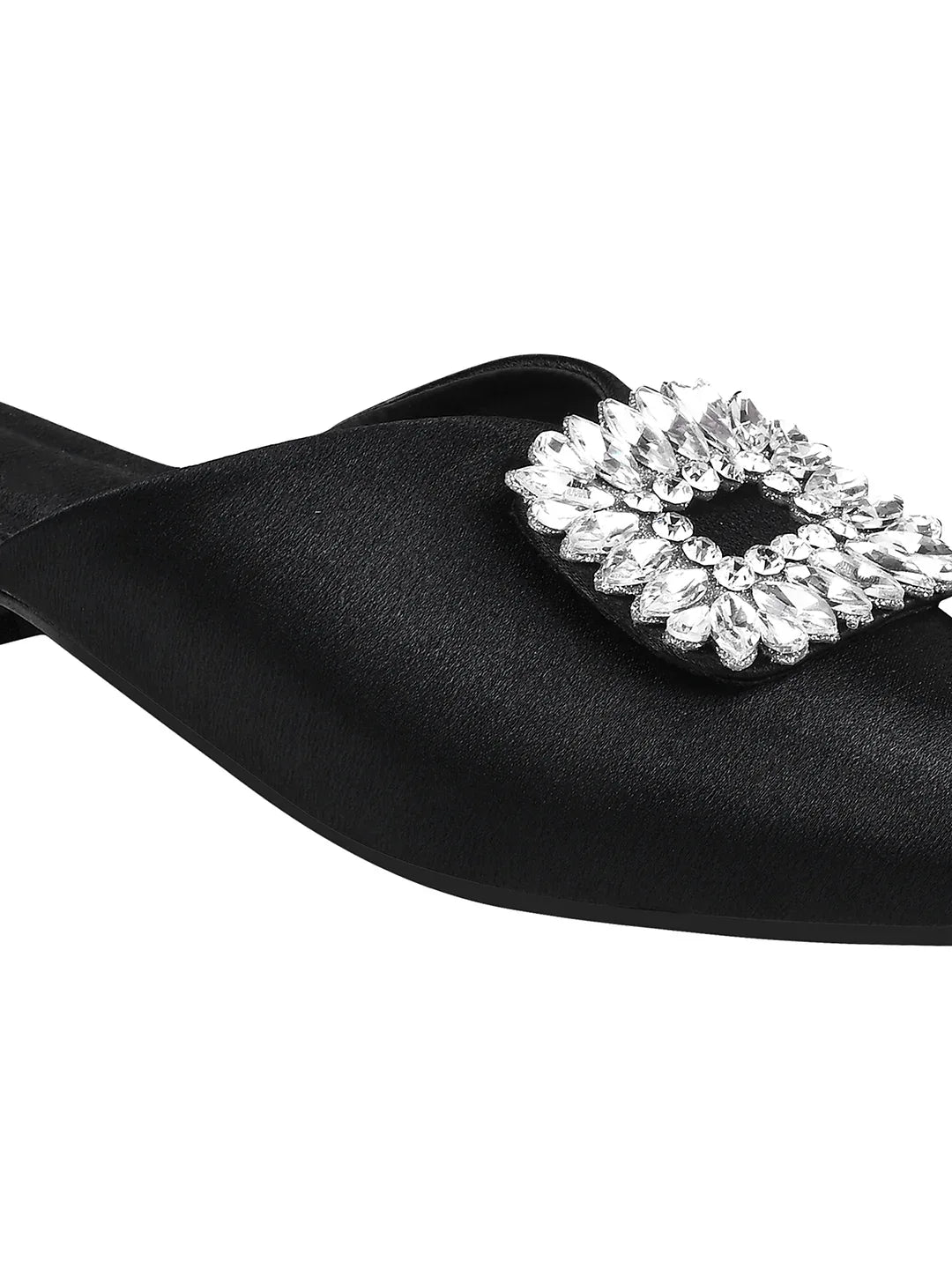 Crystal Bloom Pointed-Toe Mule Flats