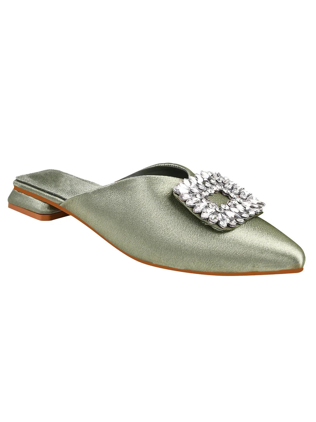 Crystal Bloom Pointed-Toe Mule Flats
