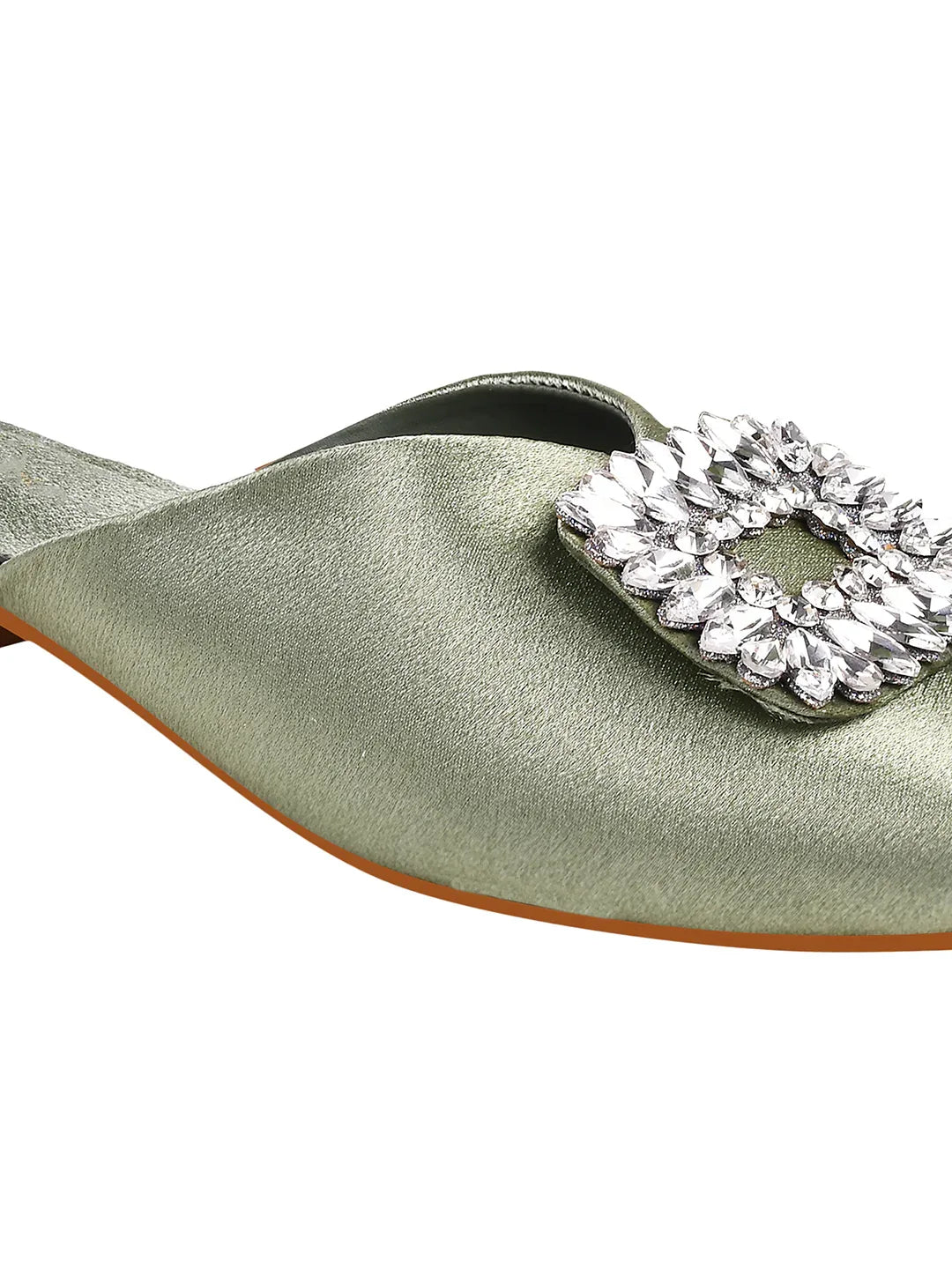 Crystal Bloom Pointed-Toe Mule Flats