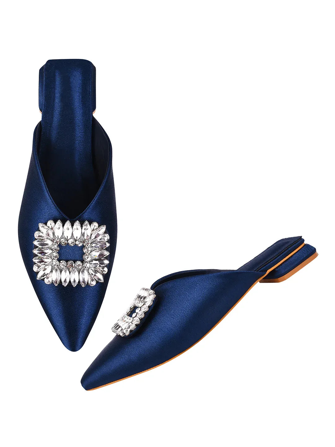 Crystal Bloom Pointed-Toe Mule Flats