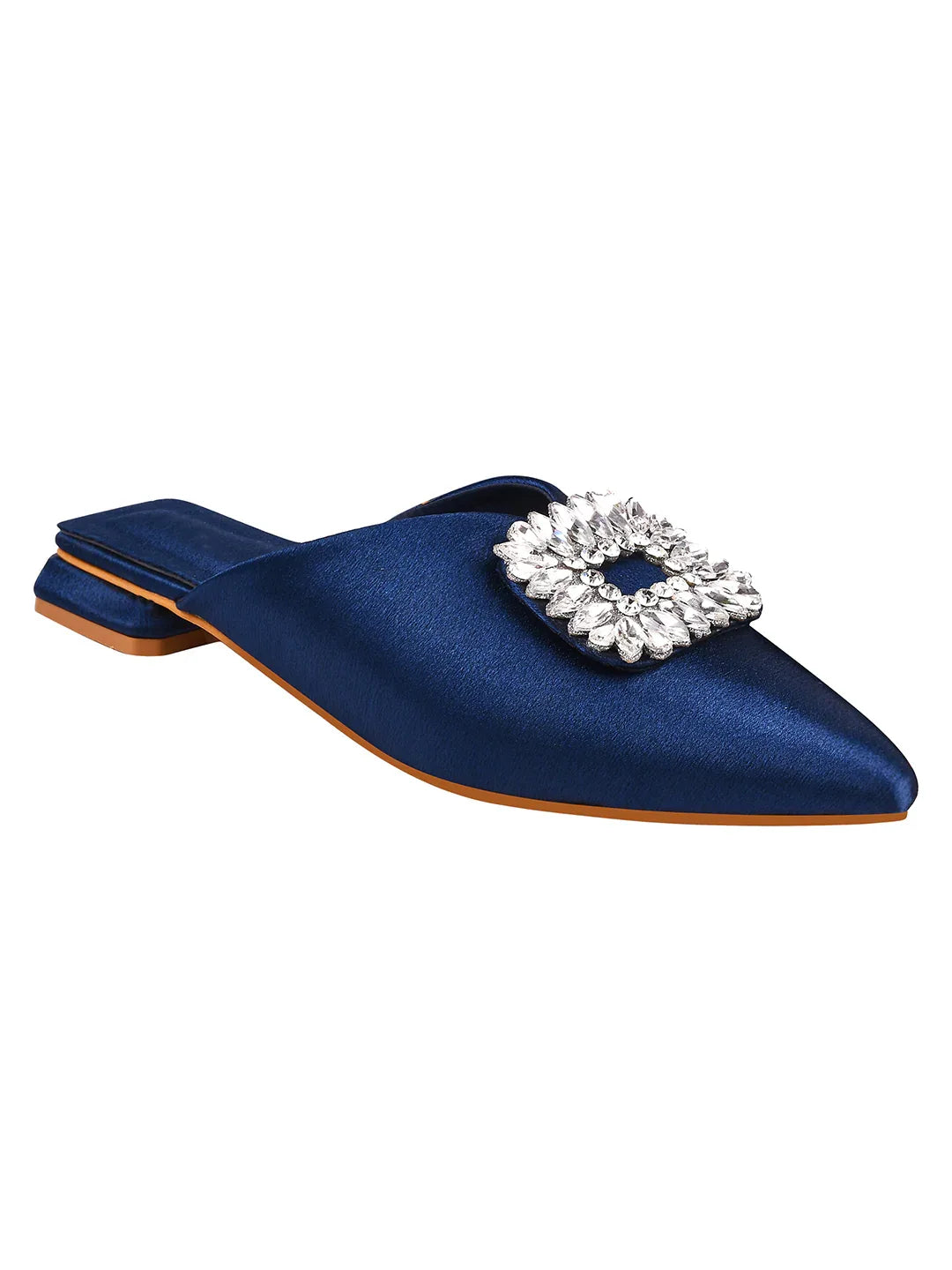 Crystal Bloom Pointed-Toe Mule Flats