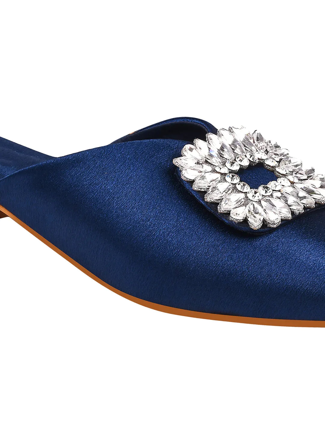 Crystal Bloom Pointed-Toe Mule Flats