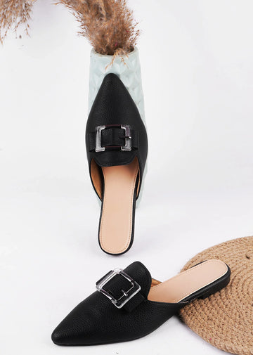 Elegant Buckle Mule Flats for Women