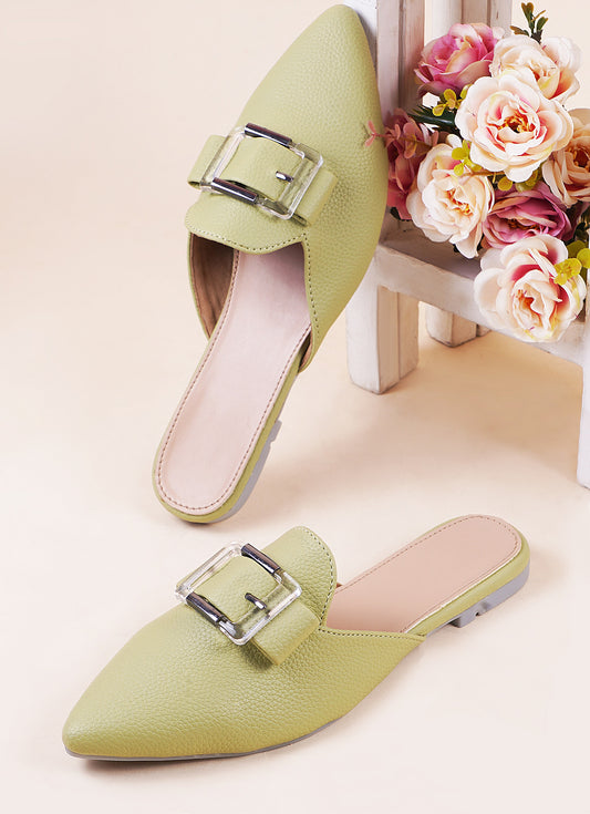 Elegant Buckle Mule Flats for Women