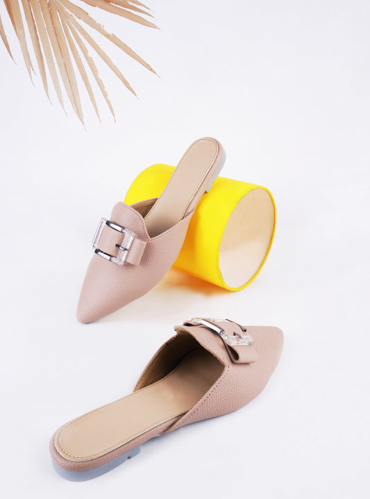 Elegant Buckle Mule Flats for Women