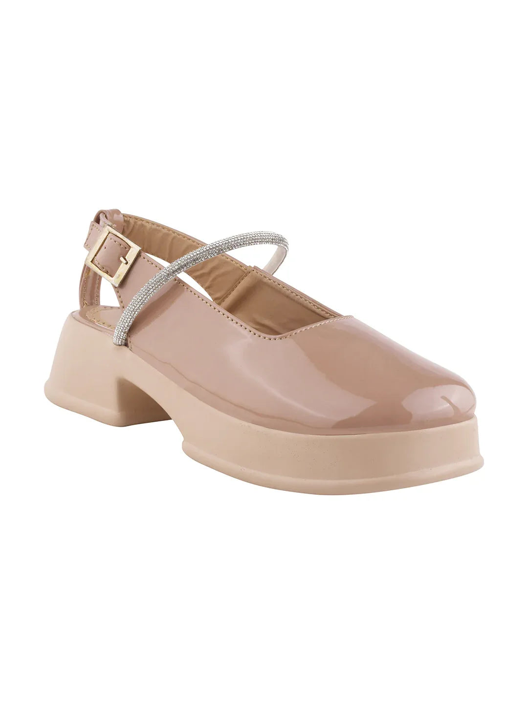 Classic Gloss Finish Ankle Strap Block Heels
