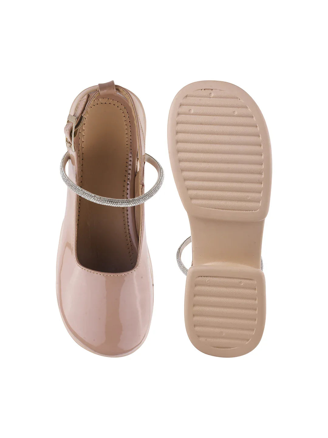 Classic Gloss Finish Ankle Strap Block Heels