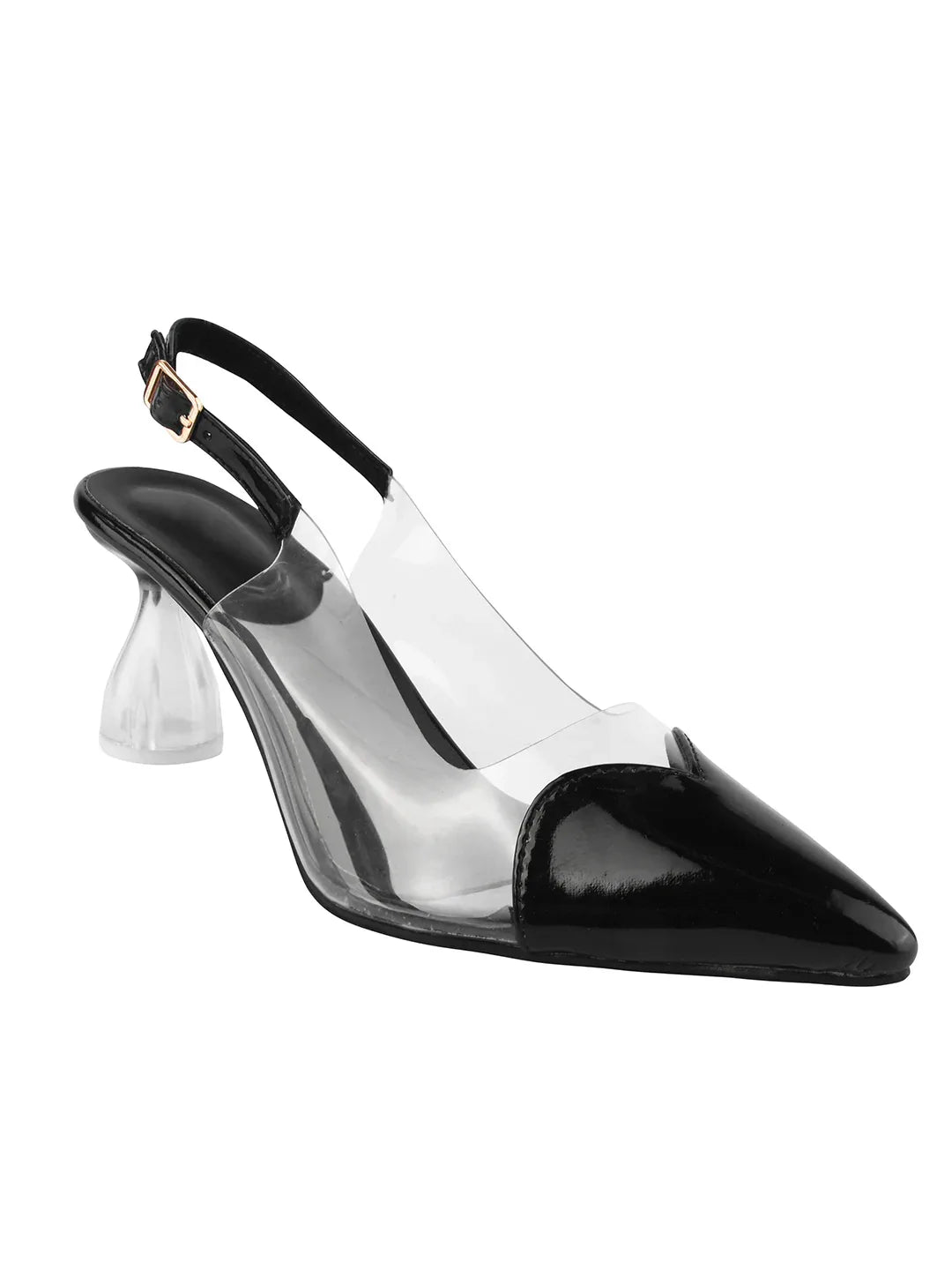 Modern Glass Finish Slingback Heels