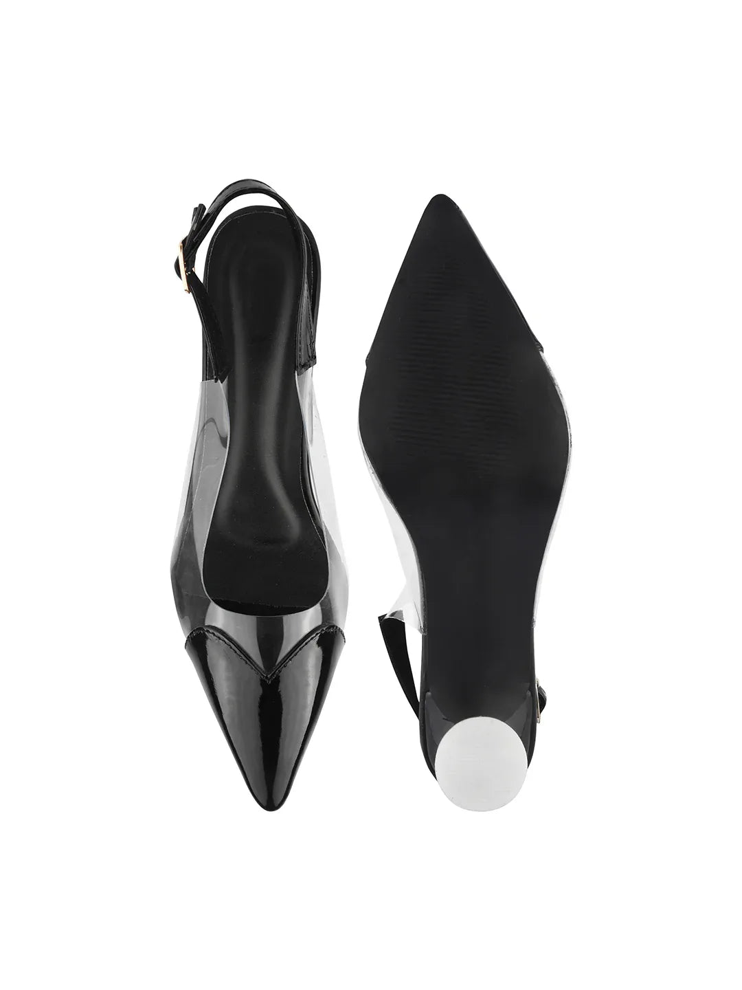 Modern Glass Finish Slingback Heels