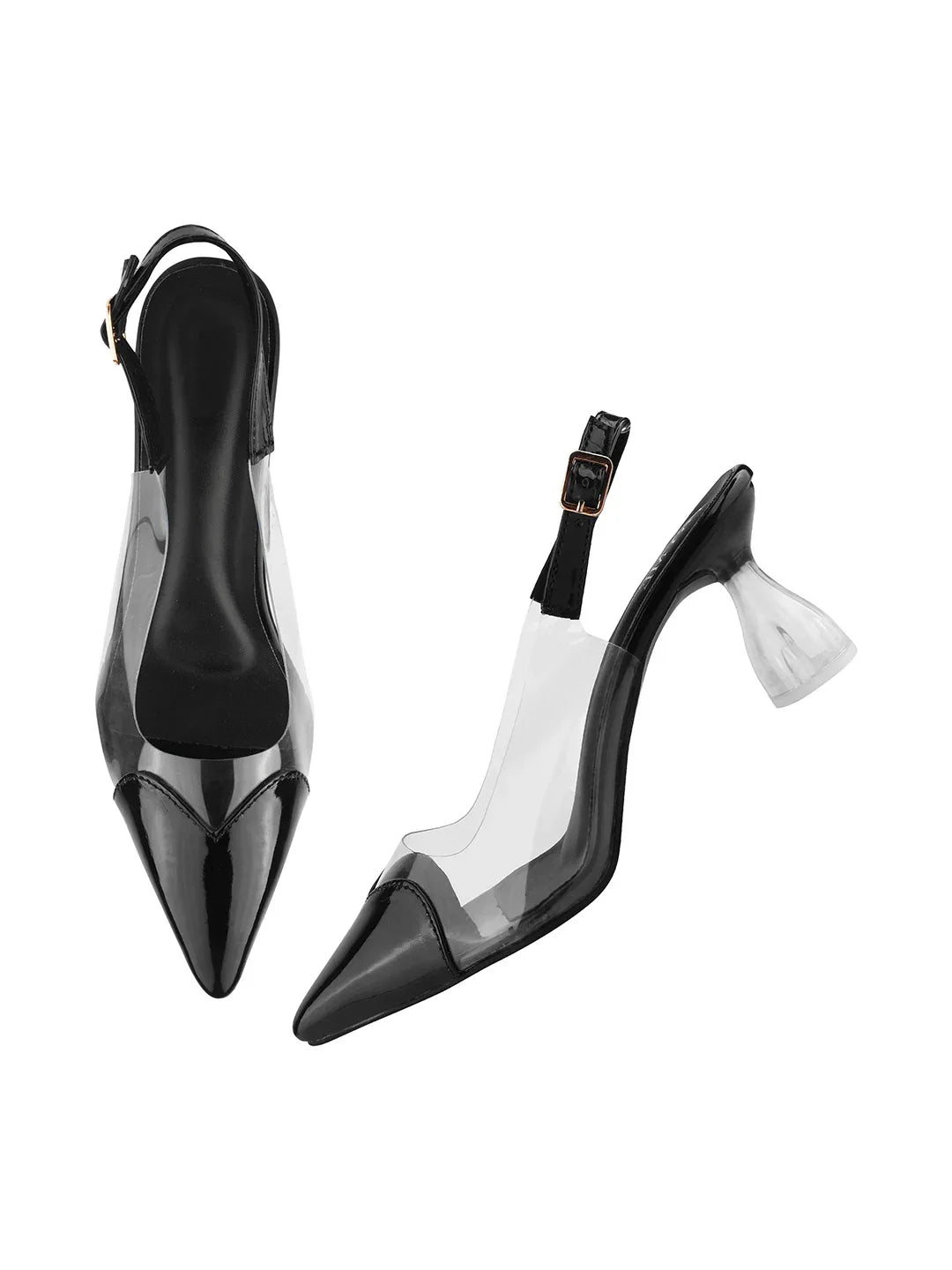 Modern Glass Finish Slingback Heels