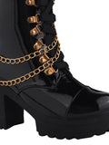 Black Patent Platform Ankle Boots with Chunky Heel