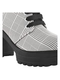 Women’s Casual Ankle Shoes with Check Pattern and Thick Sole