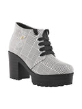 Women’s Casual Ankle Shoes with Check Pattern and Thick Sole