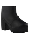 Chunky Heel Ankle Boots with Zip Closure for Women