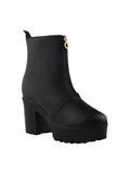 Chunky Heel Ankle Boots with Zip Closure for Women