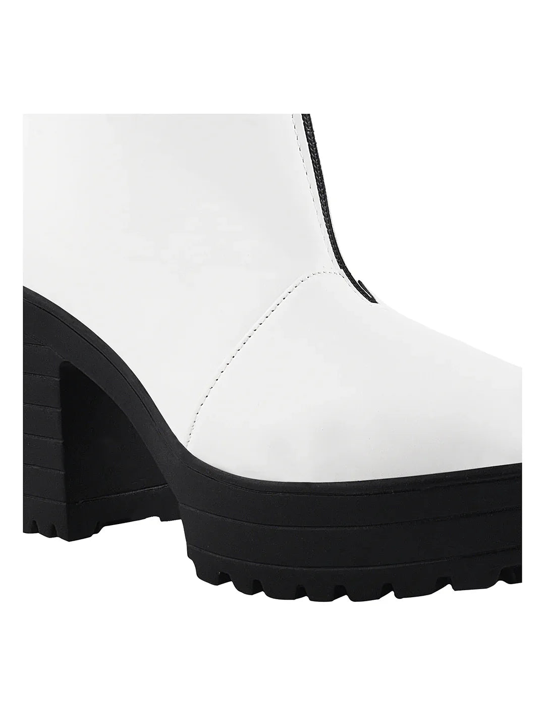 Chunky Heel Ankle Boots with Zip Closure for Women