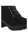 Black Suede Look Platform Ankle Boots for Women