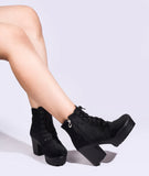 BoldStep Suede Look Block Heel Boots