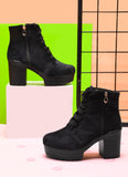 BoldStep Suede Look Block Heel Boots
