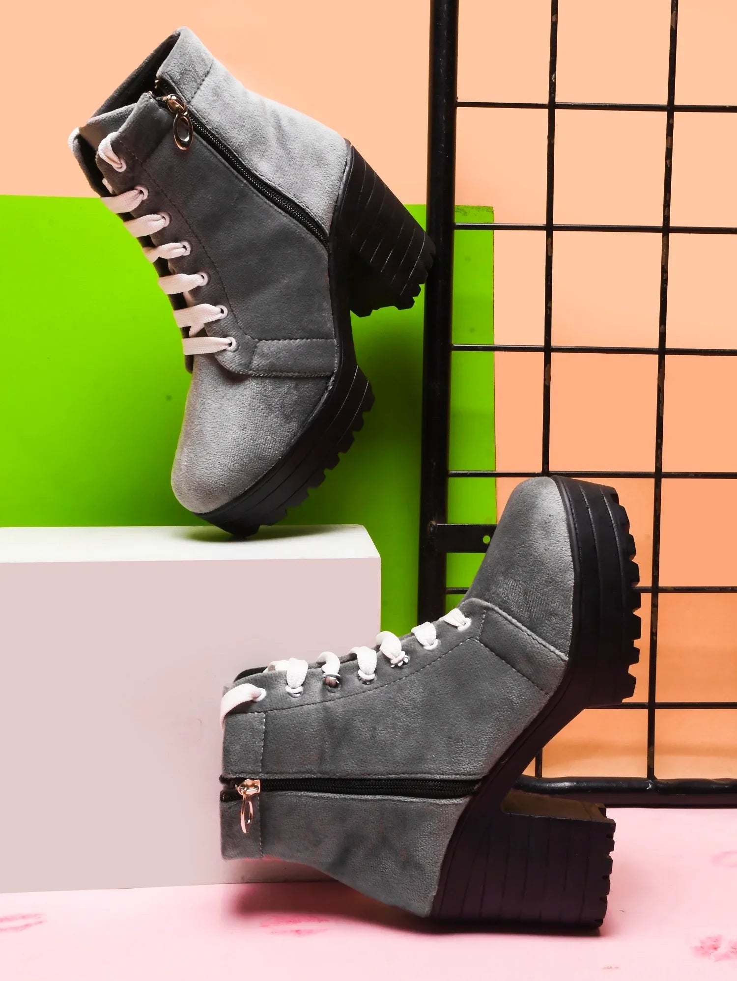 BoldStep Suede Look Block Heel Boots