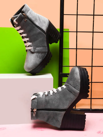 BoldStep Suede Look Block Heel Boots