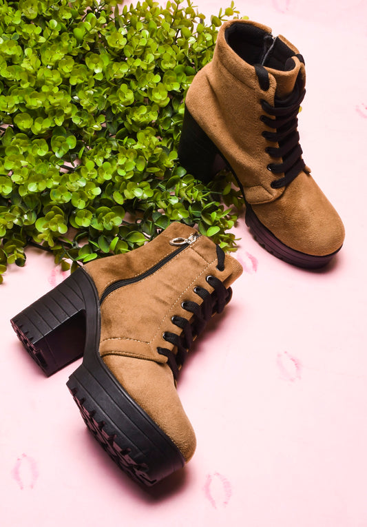 BoldStep Suede Look Block Heel Boots