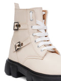 Chunky Sole Ankle Boots with Lace-Up and Buckle for Women