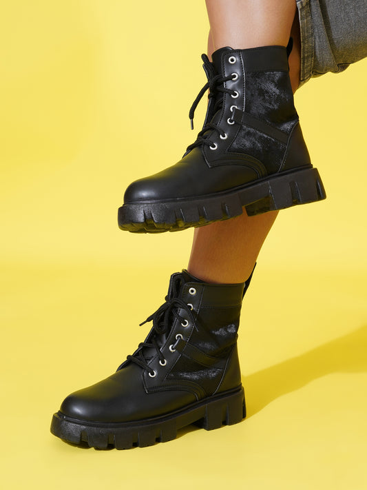 Street Style Lace-Up Ankle Boots for Women