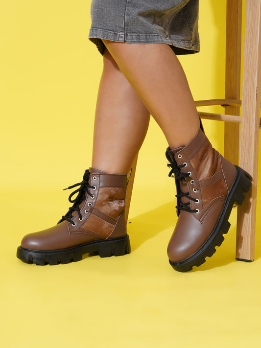 Street Style Lace-Up Ankle Boots for Women