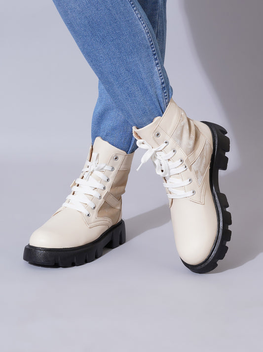 Street Style Lace-Up Ankle Boots for Women