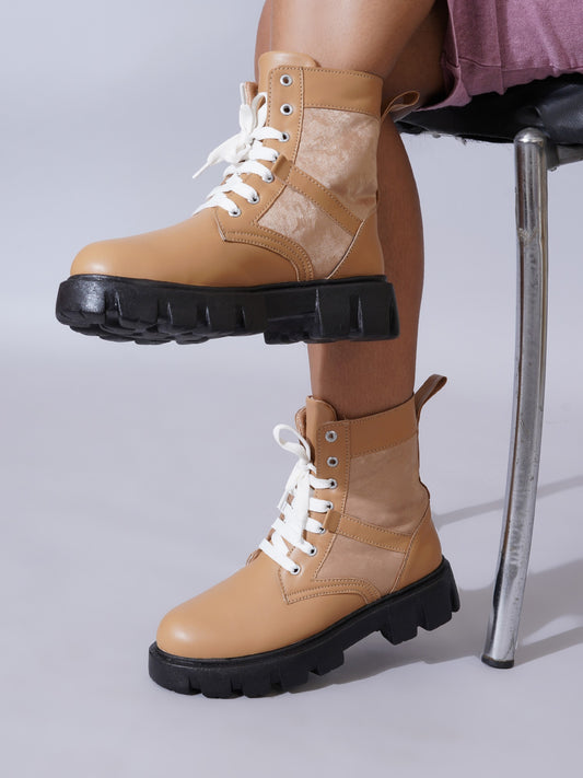 Street Style Lace-Up Ankle Boots for Women
