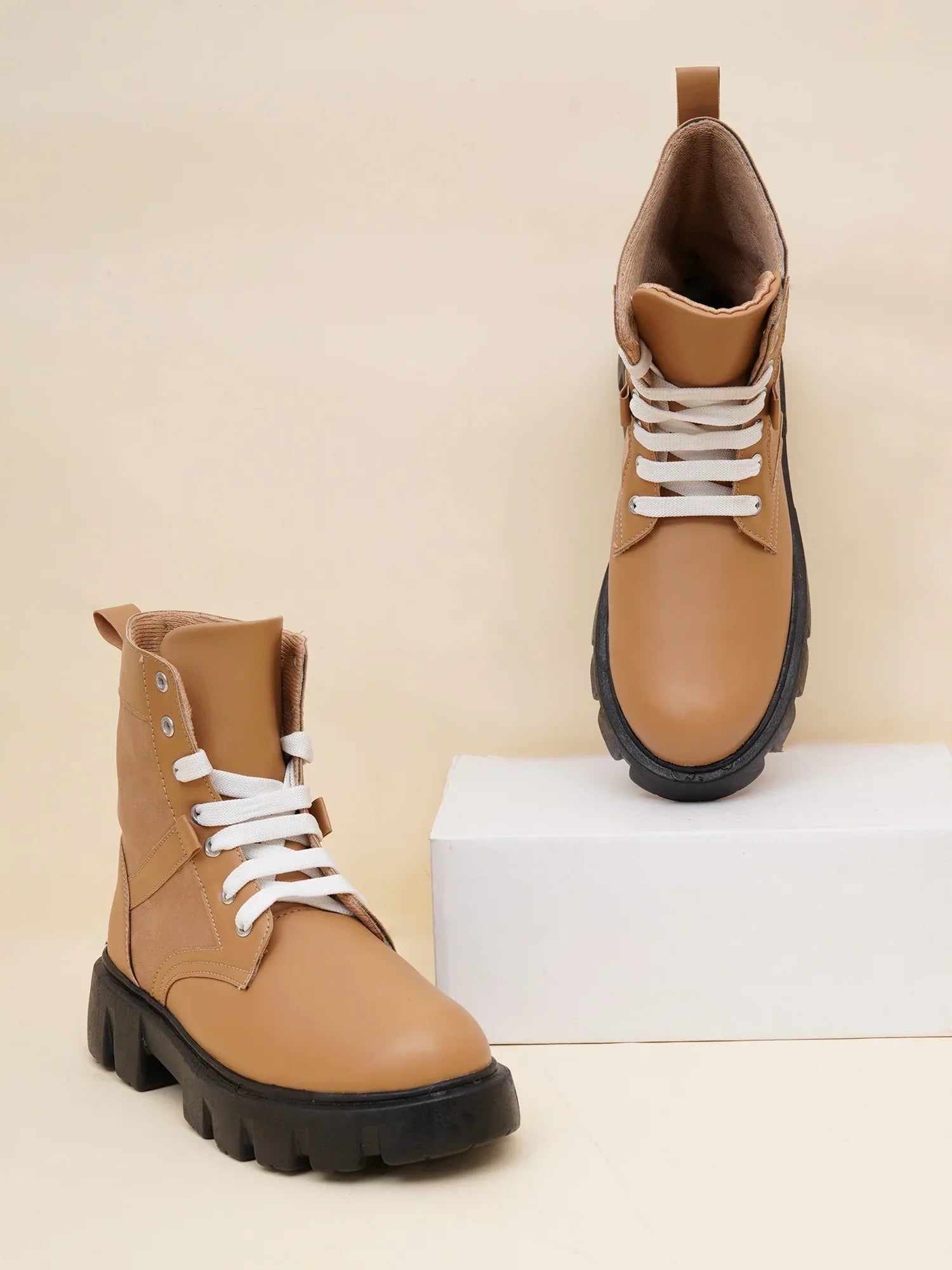 Street Style Lace-Up Ankle Boots for Women