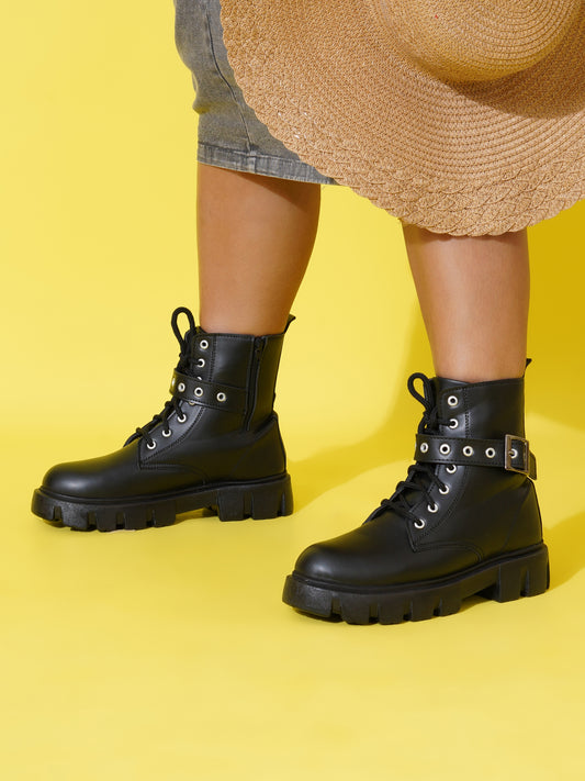 Street Style Lace-Up Ankle Boots for Women