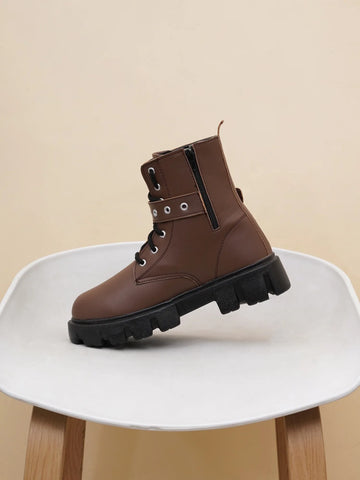 Street Style Lace-Up Ankle Boots for Women