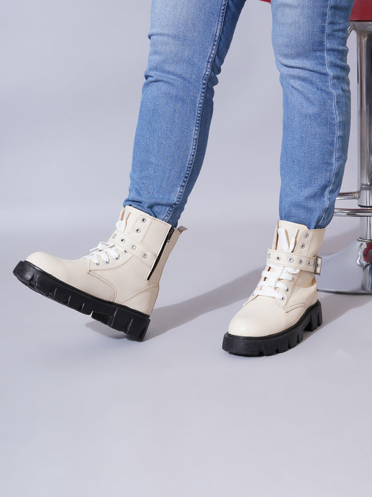 Street Style Lace-Up Ankle Boots for Women