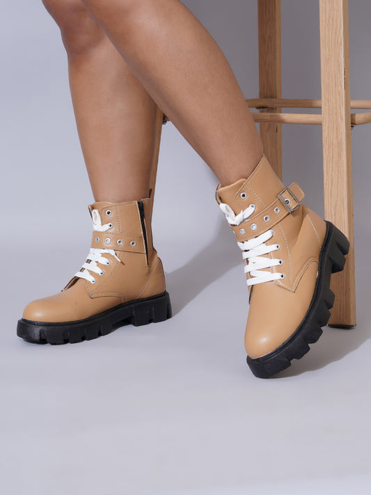 Street Style Lace-Up Ankle Boots for Women