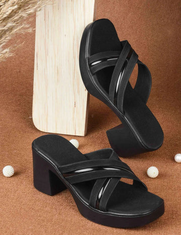 Party Wear Block Heels with Shimmer Detail