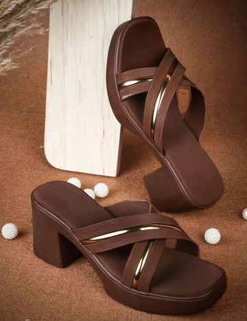 Party Wear Block Heels with Shimmer Detail