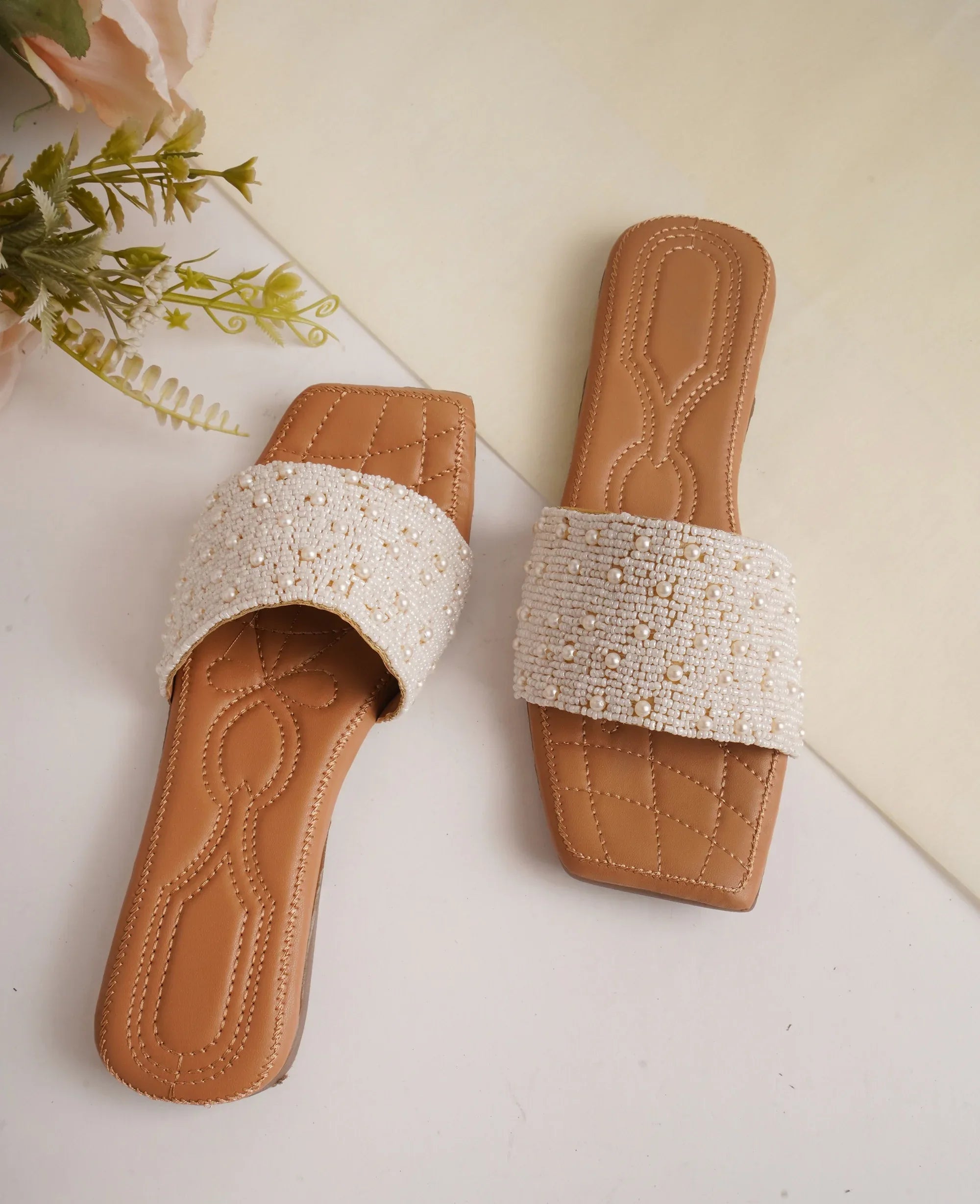 Elegant Beaded Slip-On Flats