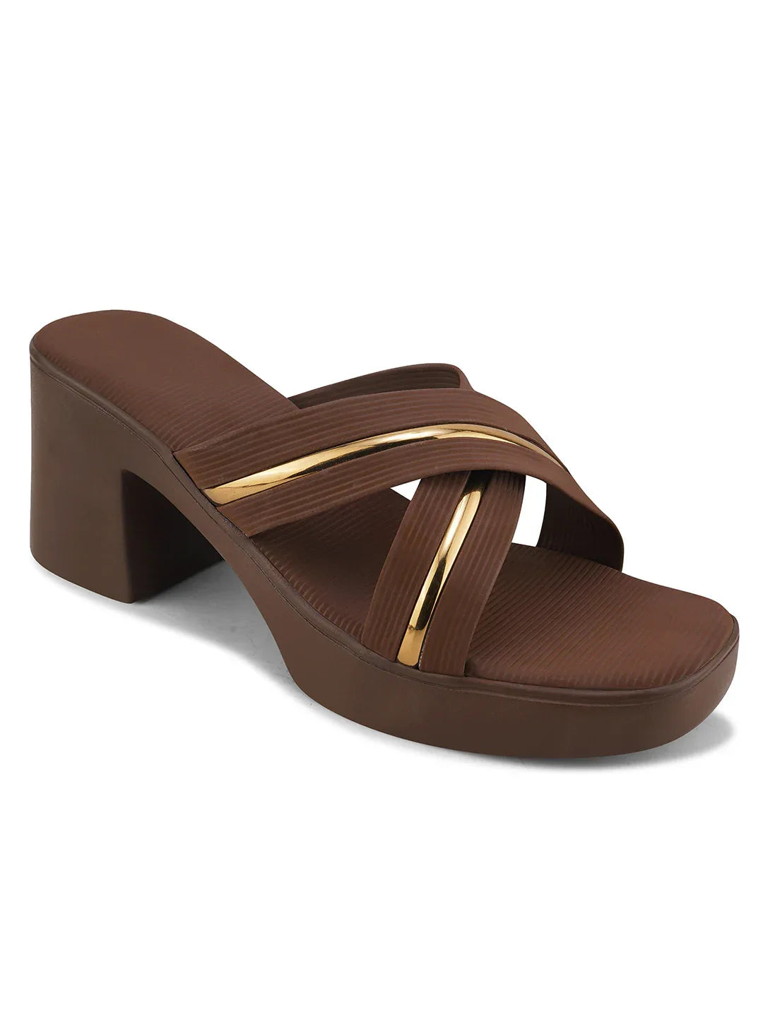 Party Wear Block Heels with Shimmer Detail