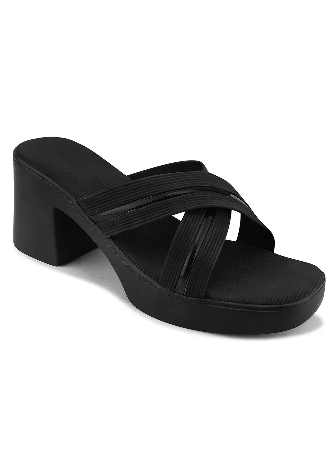 Party Wear Block Heels with Shimmer Detail