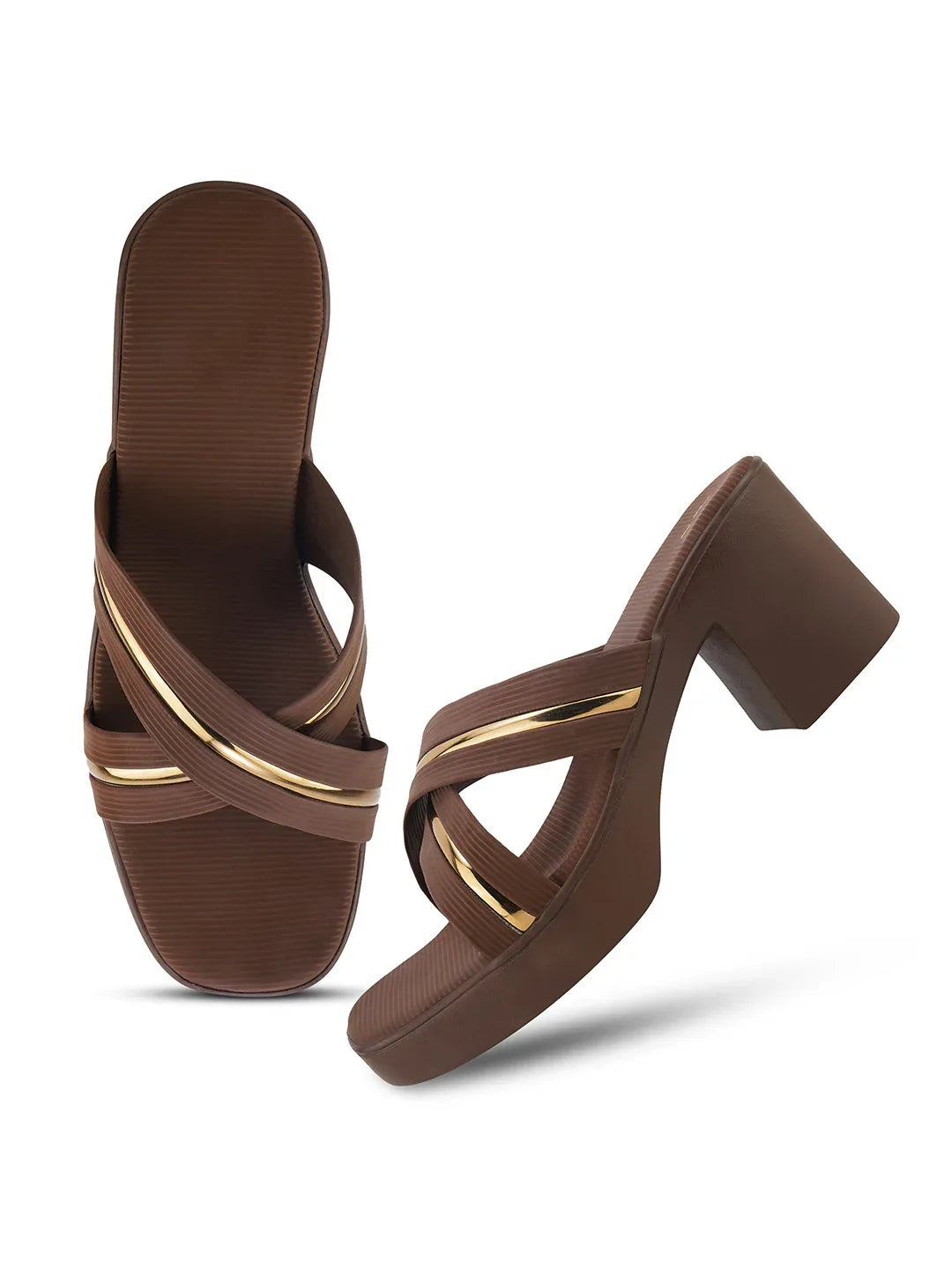 Party Wear Block Heels with Shimmer Detail