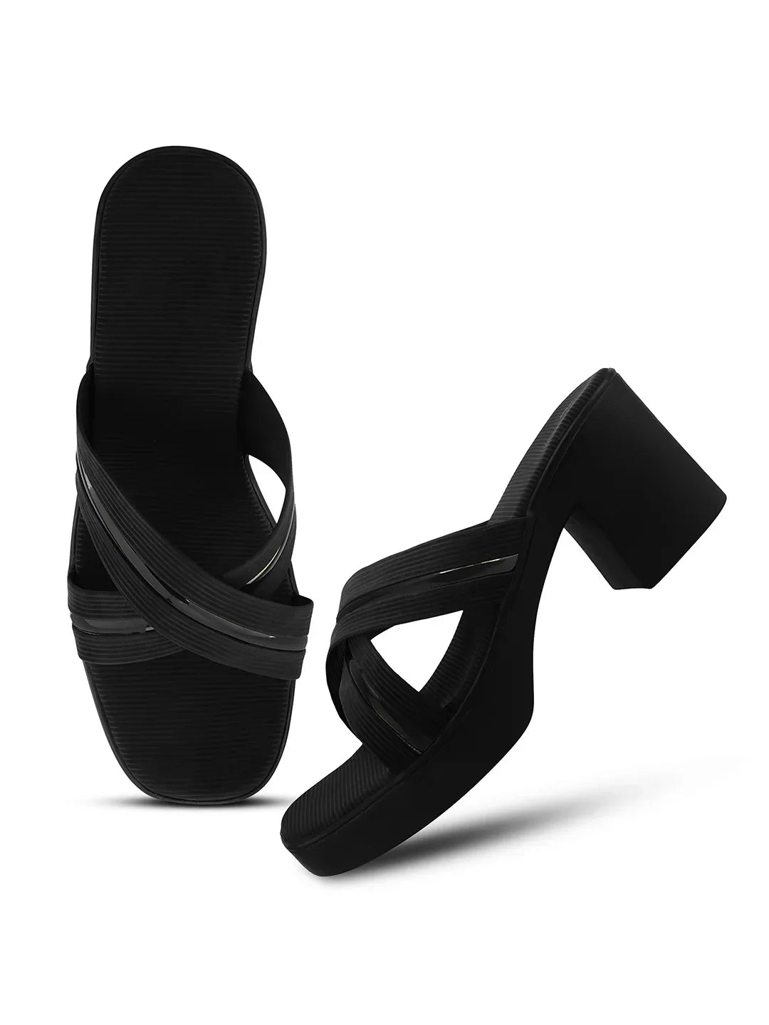 Party Wear Block Heels with Shimmer Detail
