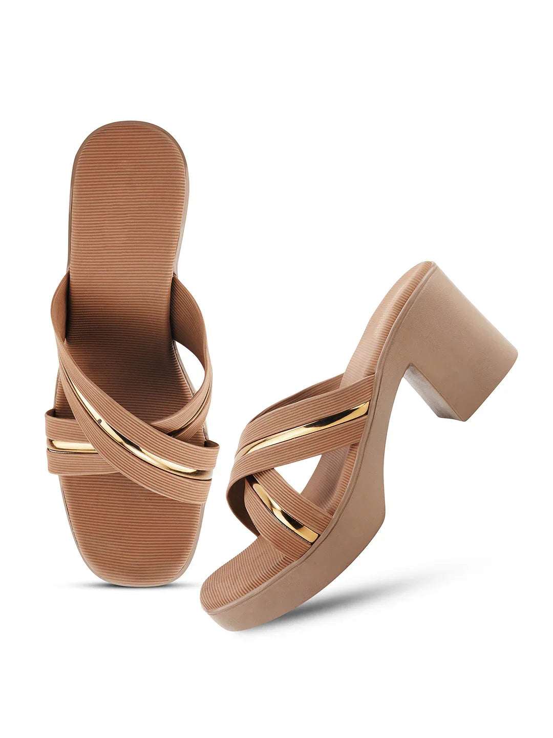 Party Wear Block Heels with Shimmer Detail