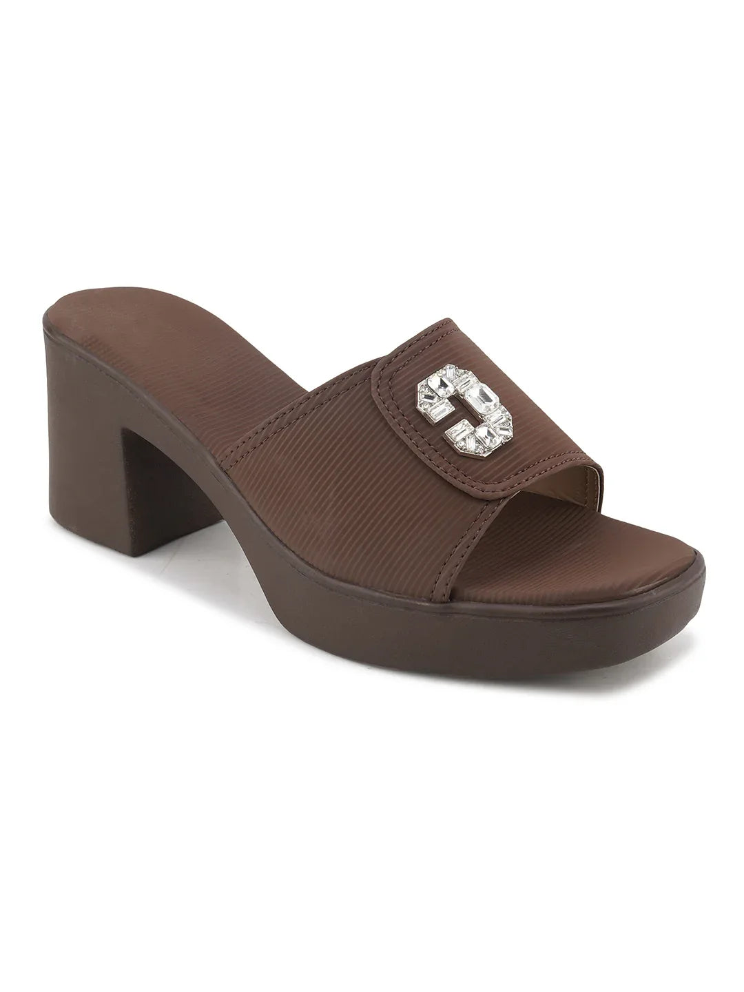 Elegant Open Toe Heeled Sandals with Crystal Accent