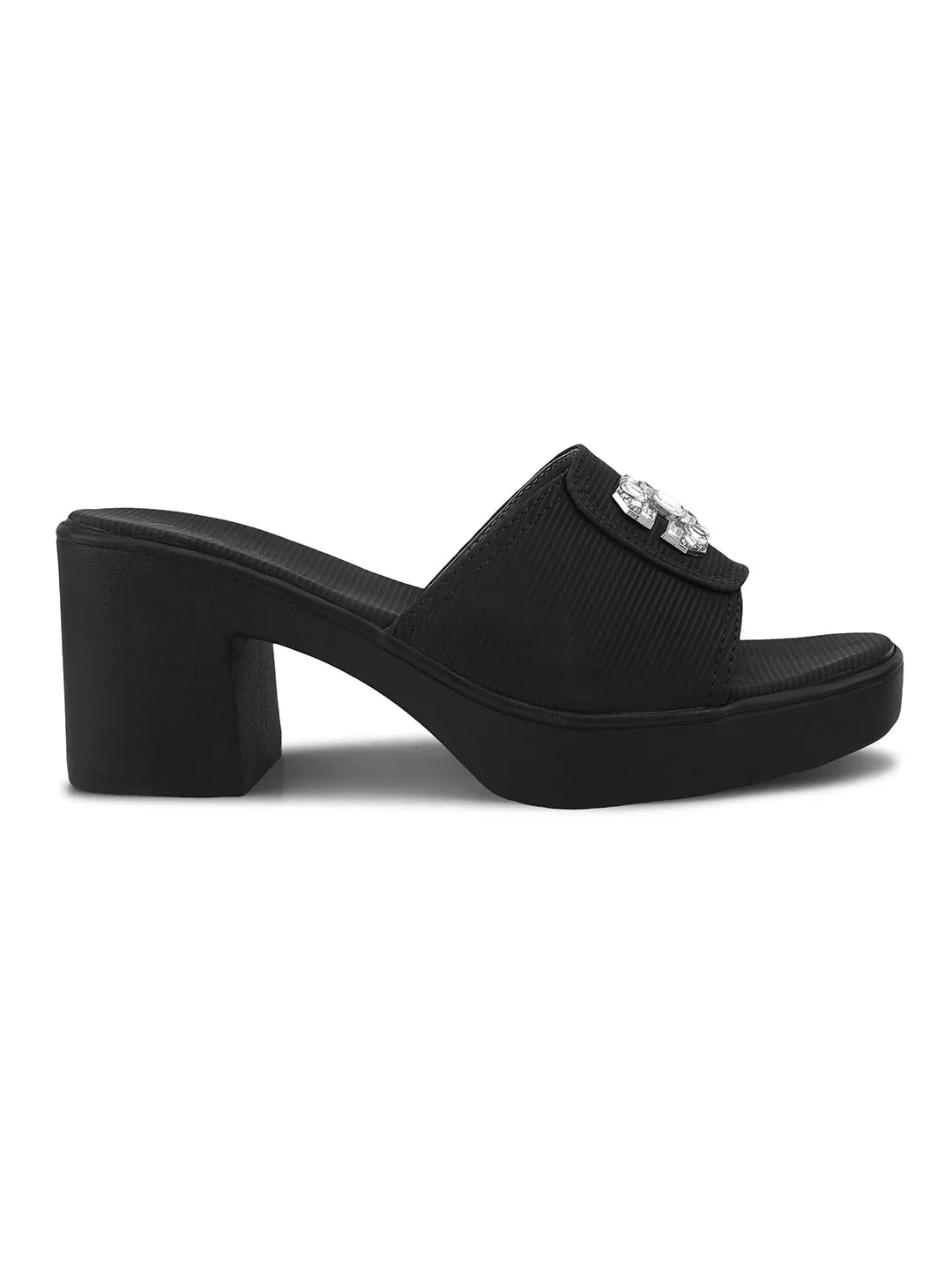 Elegant Open Toe Heeled Sandals with Crystal Accent