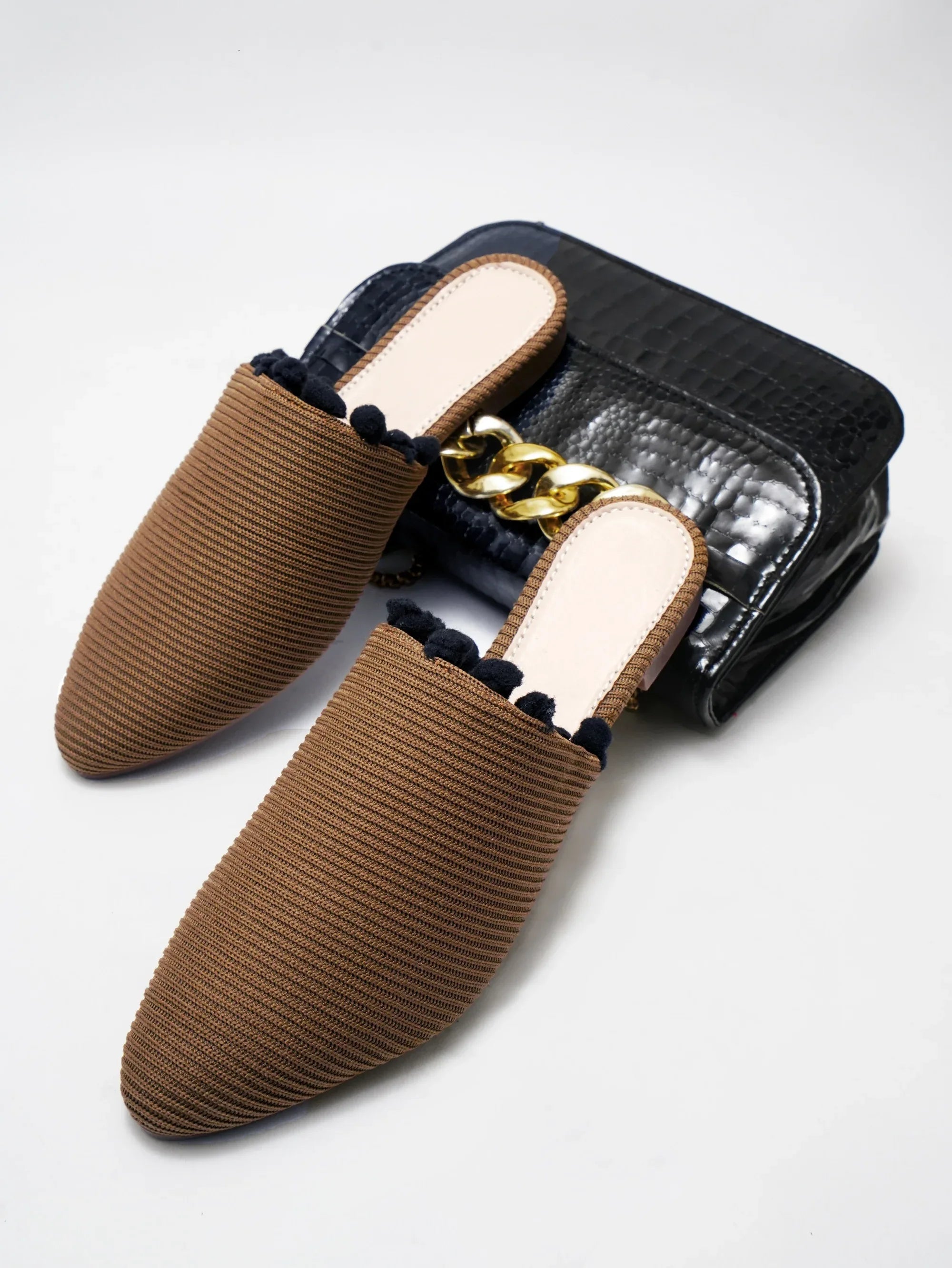 Classic Textured Flat Mules with Soft Insole